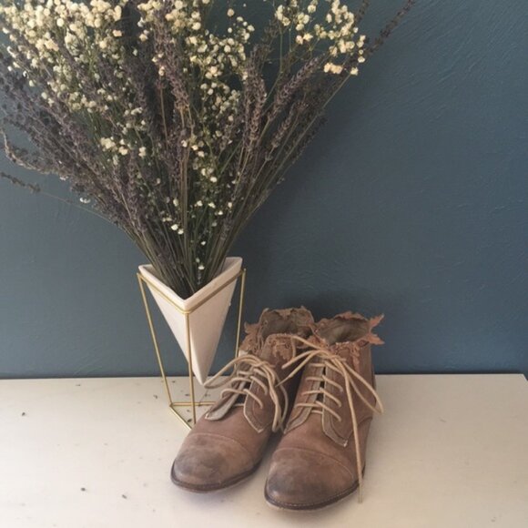 Free People Tan Vaughan Crochet Distressed Booties 41 - Picture 3 of 3